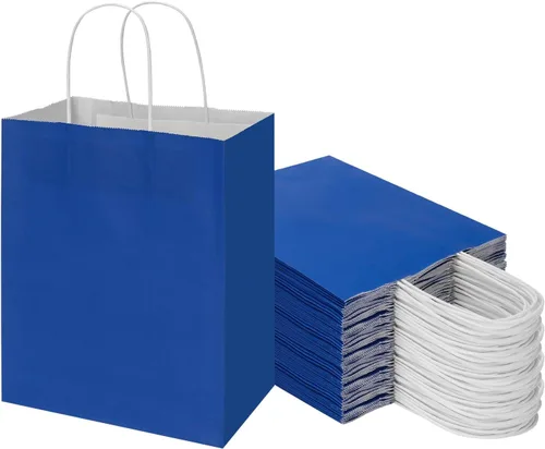 Vista 8 de Toovip - Paquete de 50 bolsas de papel kraft negro mediano de 8"x4.75"x10" con asas a granel, bolsas de papel para envolver regalos para recuerdos