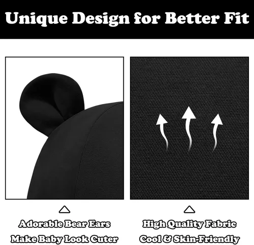 Vista 4 de Sombrero de sol para bebé, sombreros para niños y niñas, sombrero de sol para bebé niña sombreros con orejas de oso de ala ancha UPF 50+ sombrero