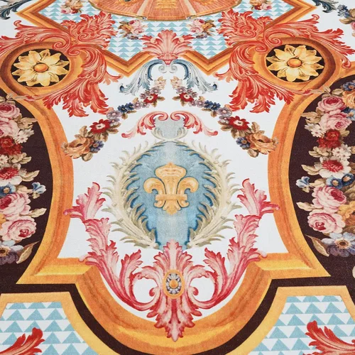 Vista 4 de feronia Alfombra vintage de lujo de 8 x 10 pies para sala de estar, dormitorio, alfombra barroca antideslizante, lavable a máquina, pelo bajo, Marie