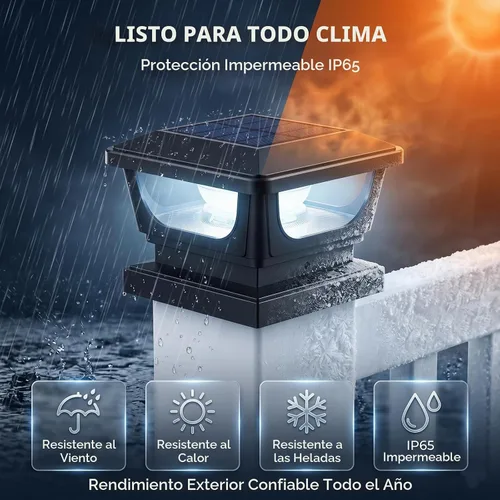 Vista 5 de Paquete de 2 luces solares para tapa de poste, IP65, impermeables, 120 lúmenes, 6500 K, blanco frío, negro Auto Dusk-to-Dawn Lighting, Fits 3x3