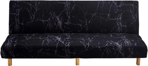 Vista 13 de WOMACO Funda Elástica para Futón Fundas para Sofá Cama Tamaño Full Twin Queen Negro Sin Brazos Protector de Sofá Loveseat con Fondo Elástico