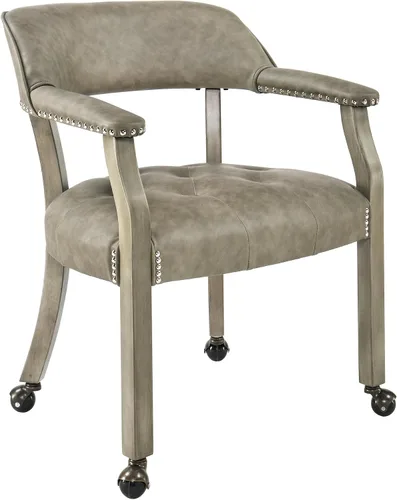 Vista 23 de LEEMTORIG Sillas de comedor con ruedas y brazos, Sillas de comedor con ruedas, Sillas de mesa de póker, Sillas de madera maciza Boss Caption's Patas
