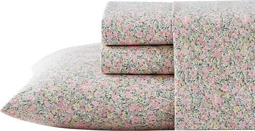 Vista 2 de Laura Ashley - Sábanas tamaño King, juego de ropa de cama de percal de algodón, ligeras y transpirables para decoración del hogar