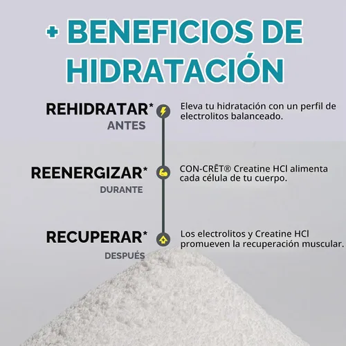 Vista 5 de CON-CRET Creatina HCl con electrolitos, mango cítrico, 40