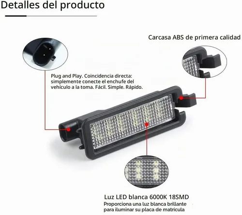 Vista 6 de Gempro Lámparas LED para placa de matrícula para Dodge Charger Challenger Pacifica Jeep Compass Chrysler 300 2015-2022, 6000 K, blanco, 1 unidad