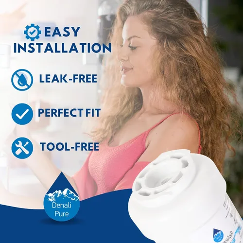 Vista 6 de Paquete de 3 filtros de agua de repuesto para refrigerador General Electric DSHS6VGBBCSS - Compatible con cartucho de filtro de agua de refrigerador