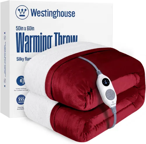 Vista 27 de Manta eléctrica con calefacción Westinghouse, manta eléctrica con 6 niveles de calefacción y configuración de tiempo de 2-10 horas, manta eléctrica