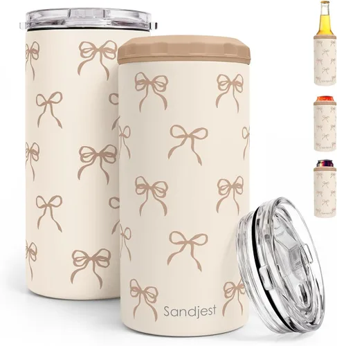 Vista 19 de SANDJEST Vaso para Amantes de los Libros Estante 4 en 1 Vaso de 12 oz Enfriador de Lata Coozie Vaso delgado de acero inoxidable Regalo