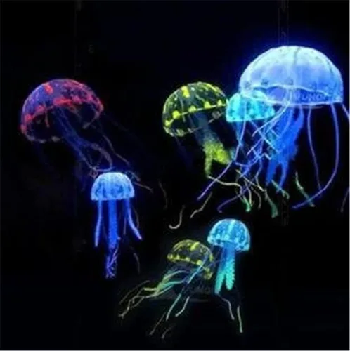 Vista 4 de Medusa artificial púrpura brillante adecuada para pecera, decoración de acuario, adornos populares, decoración de acuario, adornos temáticos