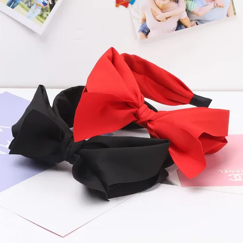 Vista 7 de WantGor Diademas de turbante anchas para mujer con lazo anudado para el pelo y accesorios de lazos (negro)