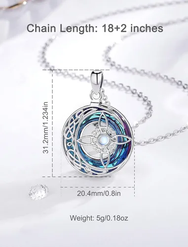 Vista 6 de INFUSEU Regalos de bruja mística para mujeres, collares de pentagrama con nudo de triple luna diosa Lilith Hécate Phoenix