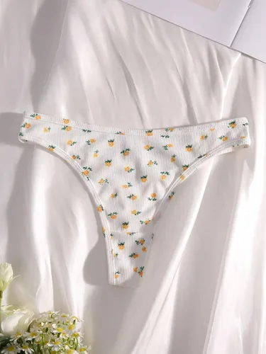Vista 3 de SHENHE Paquete de 5 tangas con estampado floral para mujer, de tiro bajo, ropa interior diaria