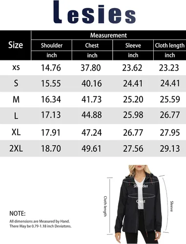 Vista 6 de LeSies Chaqueta impermeable ligera para mujer, con capucha, cortavientos ajustable y resistente al viento