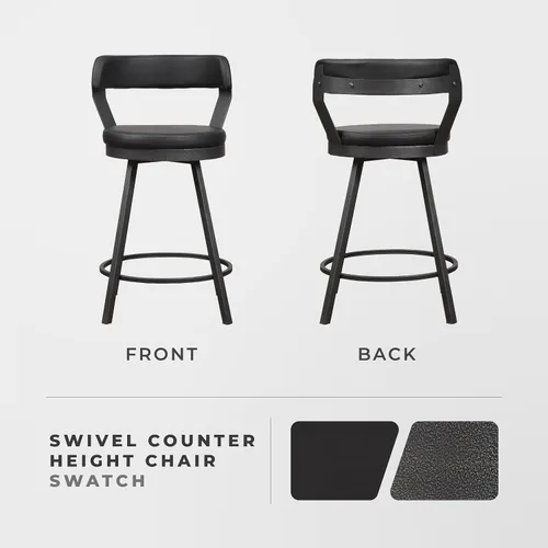Vista 5 de Lexicon Ruthie - Juego de 2 taburetes giratorios para encimera de cocina con respaldo, 25.5 pulgadas de altura de asiento de 25.5 pulgadas, sillas