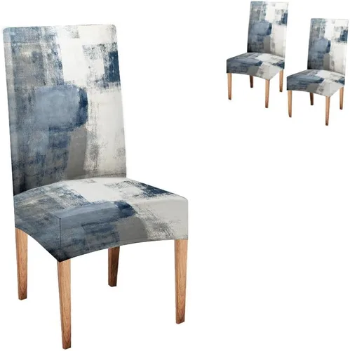 Vista 134 de TOMWISH Juego de 2 fundas para sillas de comedor, color turquesa y gris, fundas elásticas para sillas Parsons, de elastano, lavables, protectores