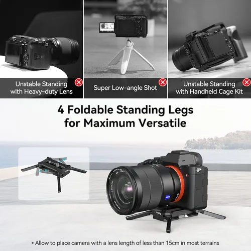 Vista 3 de SMALLRIG Placa de liberación rápida para tipo Arca, carga máxima de 44.1 libras (44.1 lbs), soporte cuadrúpedo plegable para lentes de cámara dentro
