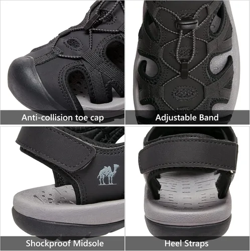 Vista 4 de CAMELSPORTS Sandalias de senderismo para hombre, puntera cerrada, sandalias de playa al aire libre, impermeables, deportivas para pescador, zapatos