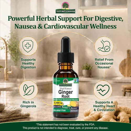 Vista 3 de Natures Answer Raíz de jengibre 1000 mg, 1 onza – Extracto sin alcohol