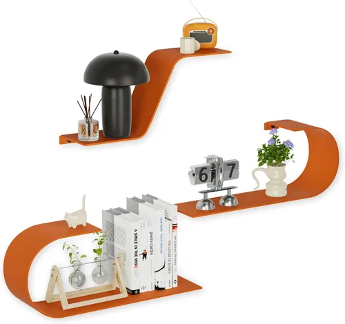 Vista 8 de Juego de 3 estantes flotantes negros, decoración de metal negro, estante flotante montado único, estante de pared largo moderno, estantes de pared