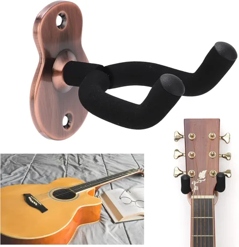 Vista 6 de Guitar Wall Mount Hanger Hook Holder, Space Saving (Rose Gold)