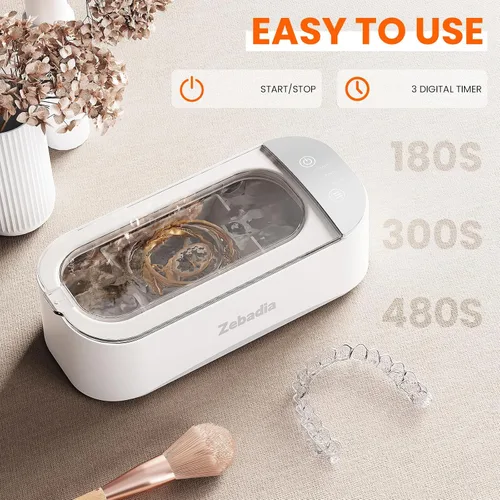Vista 6 de Máquina Limpiadora Ultrasónica de Joyería: Máquina Limpiadora Sónica de Joyería de Plata de 400ml para Joyería, Anteojos, Plata, Anillos, Cepillo