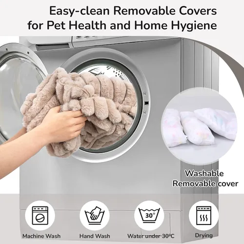 Vista 5 de Cama ultrasuave para perros y gatos pequeños y medianos, lavable a máquina, cama rectangular para mascotas con parte inferior antideslizante, tapete