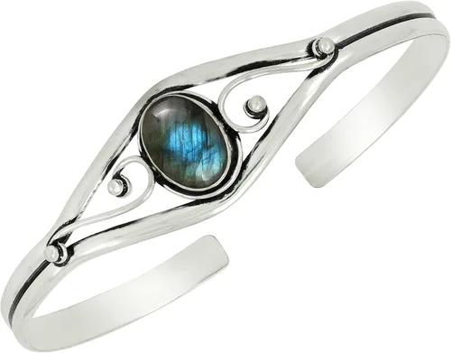 Vista 14 de Natural Gemstone Cuff Bangle Bracelets for Women Amatista