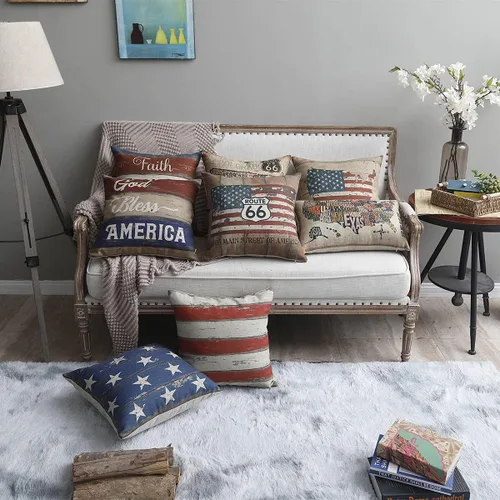 Vista 3 de Fundas de almohada cuadradas decorativas para sofá, dormitorio, sofá de automóvil, 18 x 18 pulgadas, decoración del 4 de julio de God Bless America