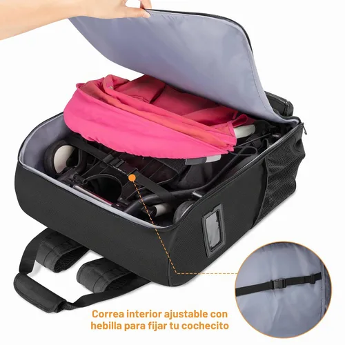 Vista 2 de Mochila para cochecito compatible con BABYZEN YOYO2, color negro, diseño