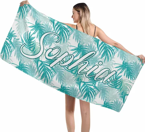 Vista 6 de MyPupSocks Toallas de playa para niñas, toallas personalizadas de teñido anudado con nombres para niños y adultos, toallas de playa personalizadas