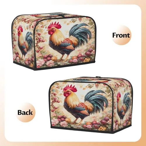 Vista 4 de Funda para tostadora de animales de gallo, 2 rebanadas, protección contra el polvo y las huellas dactilares, fundas para pan, fundas lavables