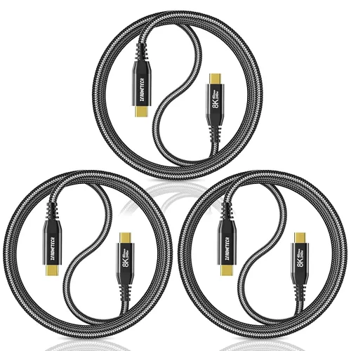 Vista 25 de ZeroneTeck Cable USB C de 40Gbps para Thunderbolt 4 de 0.5 pies, 6 pulgadas, transferencia de datos de 40Gbps, [8K@60Hz/Dual 4K@60Hz] Cable corto