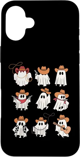 Vista 22 de Carcasa espeluznante divertida para iPhone 16 Boo Haw Western Cowboy Ghost Cowgirl