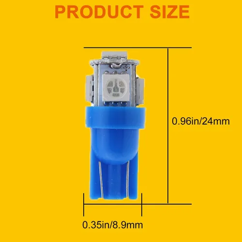 Vista 4 de Bombillas LED T10 azules para salpicadero, panel de instrumentos, calibre 2825 194 W5W, lámpara interior de automóvil con enchufes de bloqueo
