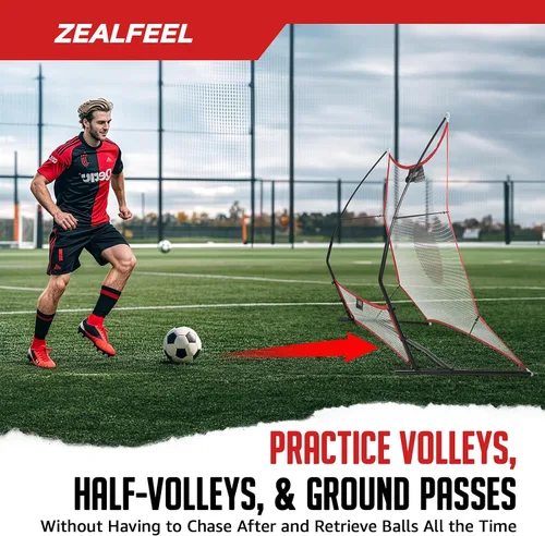 Vista 4 de ZEALFEEL Red de Rebotes de Fútbol, Red de Rebotes de Fútbol 2 en 1, Red Grande de 182 x 142 cm y Red Pequeña de 182 x 46 cm, Red de Rebotes