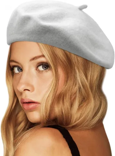 Vista 34 de Wheebo Boina de lana, color sólido, estilo francés, gorro cálido de invierno para mujeres y niñas Albaricoque