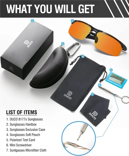 Vista 6 de Duco - Gafas de sol deportivas polarizadas para hombre con protección UV 8177s