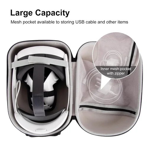 Vista 5 de Case for Meta Quest 3 VR Headset with Elite Straps & Gaming Console