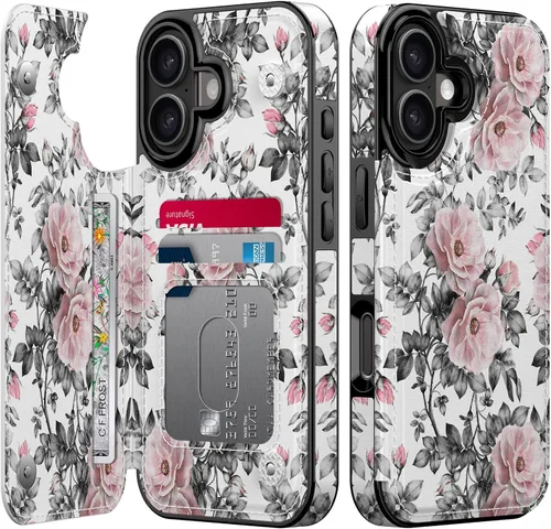 Vista 203 de LETO para iPhone 15 Pro Funda tipo cartera - Tapa tipo folio con patada - Diseños de moda - Tarjetero - Funda protectora para mujeres y niñas - 6.1