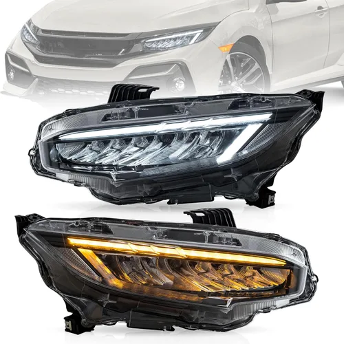 Vista 13 de VLAND Faros delanteros para Honda Civic de 10ª generación Sedan/Coupe/Hatchback/Type R 2016-2021