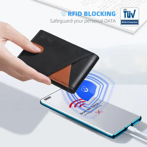 Vista 15 de Zitahli - Billeteras delgadas RFID para hombres, billetera de cuero flexible con clip de dinero, cartera minimalista con bolsillo frontal