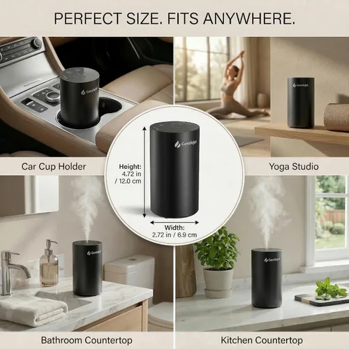 Vista 7 de GentleJet LiteMist Difusor de aroma recargable sin agua para dormitorio, oficina y automóvil, niebla de aceite esencial de aire frío, cuerpo