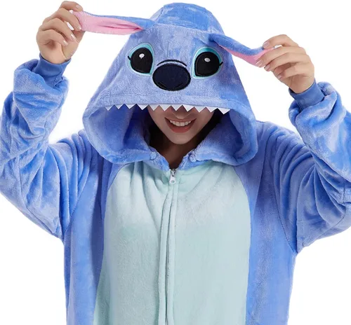 Vista 2 de U-ParBoo Pijama mameluco para adultos de franela con dibujos animados de animales para cosplay de Halloween