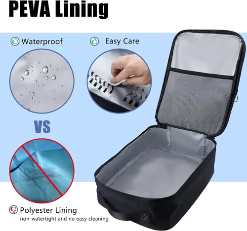 Vista 6 de Aosbos Bolsas de zapatos de 2 capas para viajes con funda de carretilla, bolsa portátil para almacenamiento de zapatos, cubos de embalaje de zapatos