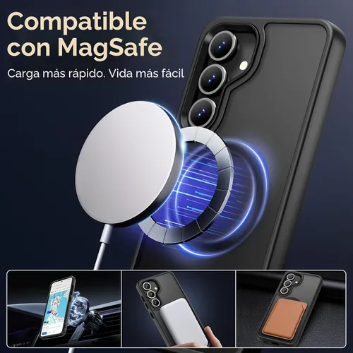 Vista 2 de Oterkin Funda magnética para Samsung Galaxy A17 mate, funda de teléfono A17 compatible con MagSafe esmerilada, translúcida, a prueba de golpes Negro