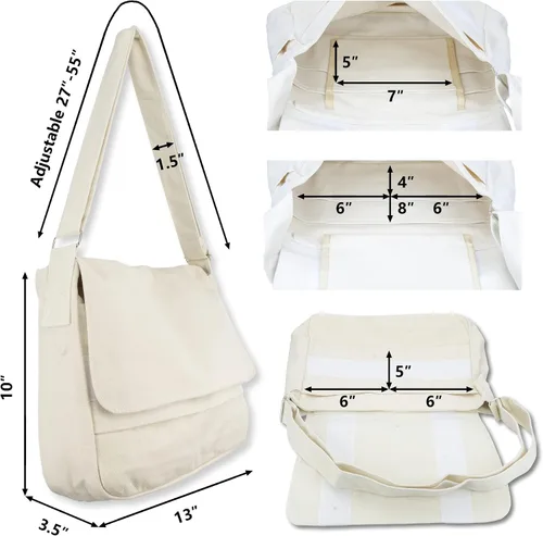 Vista 6 de Bolsa de mensajero de lona, bolsa cruzada de hombro, diseño simple, gruesa y resistente