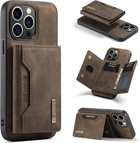Vista 10 de Compatible con iPhone 14 Pro Max (6.7 pulgadas) 2 en 1 contraportada desmontable y cartera de cuero, con tarjetero, fundas de cuero con bolsillo