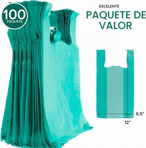 Vista 2 de Stock Your Home Bolsas de comestibles ecológicas desechables con asas, bolsa de camiseta de agradecimiento para supermercado, comestibles