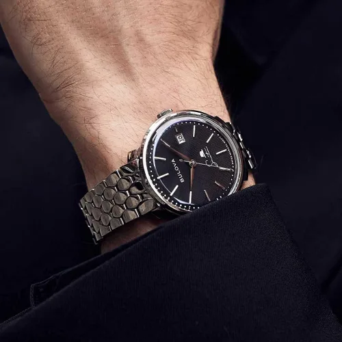 Vista 4 de Bulova Frank Sinatra - Reloj de pulsera de acero inoxidable 96B346 para hombre, plateado