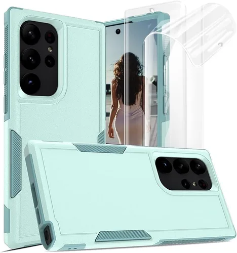 Vista 133 de Jeylly Funda para Samsung Galaxy S10 Plus S10+, ajuste delgado, doble capa, resistente, absorción de golpes, TPU con carcasa trasera de Negro